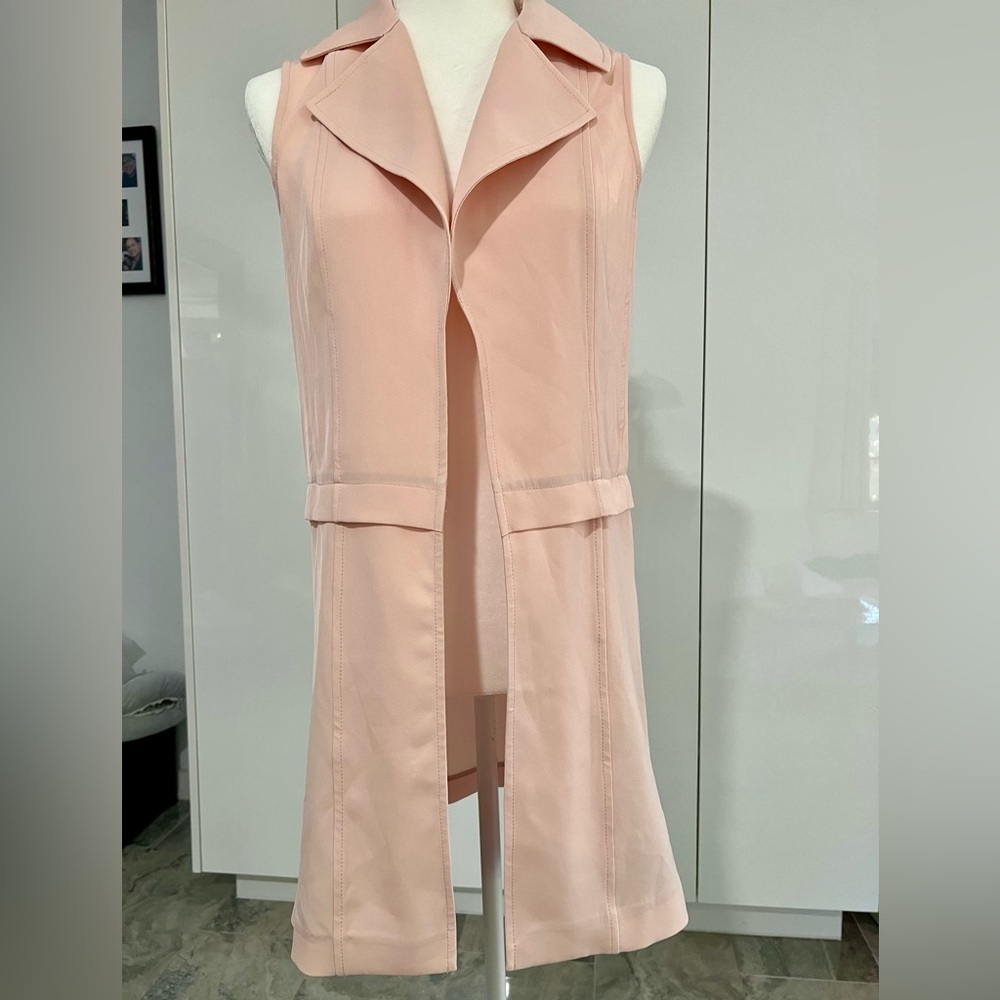 CALVIN KLEIN Blush Pink Sleeveless Open Front Vest Longline Size 4